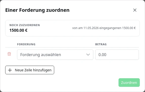 Eingegangenes Geld einer Forderung zuordnen.