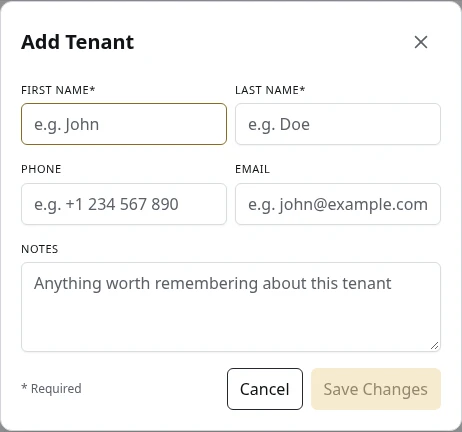 Adding a tenant.