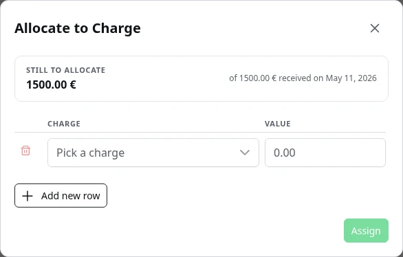 Allocating money received to a charge.
