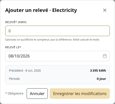 Saisir un relevé.