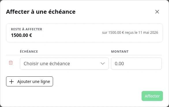Imputer de l’argent reçu à une échéance.