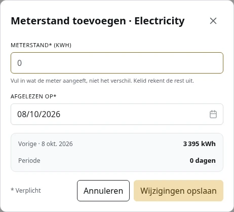 Een meterstand invoeren.