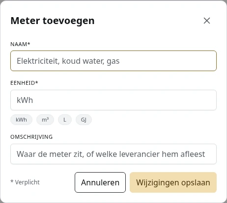 Een meter toevoegen.