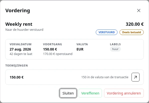 Een vordering met haar toewijzingen.