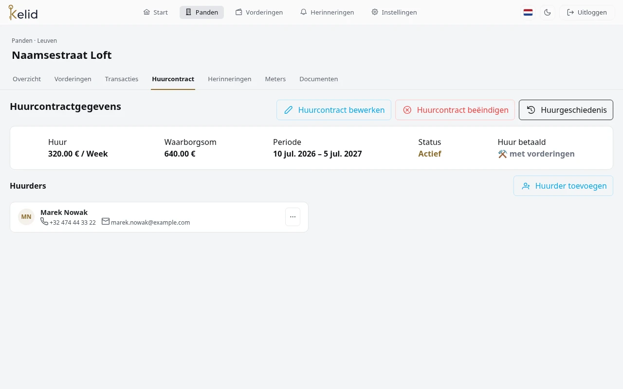 De details van een huurcontract, met de huurders.