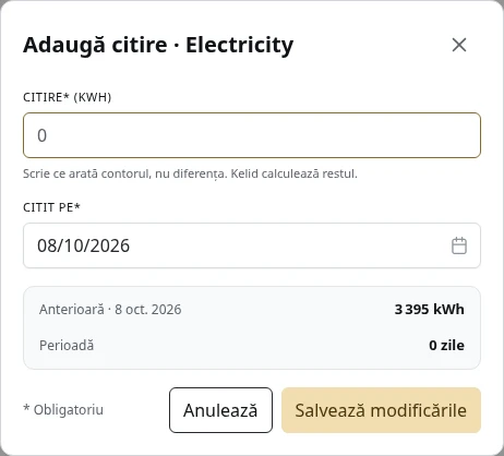 Introducerea unei citiri.