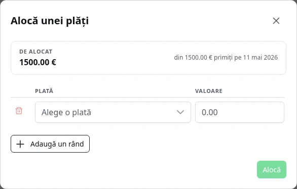 Alocarea banilor primiți unei plăți.