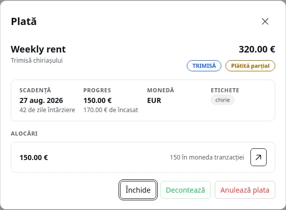 O plată cu alocările ei.